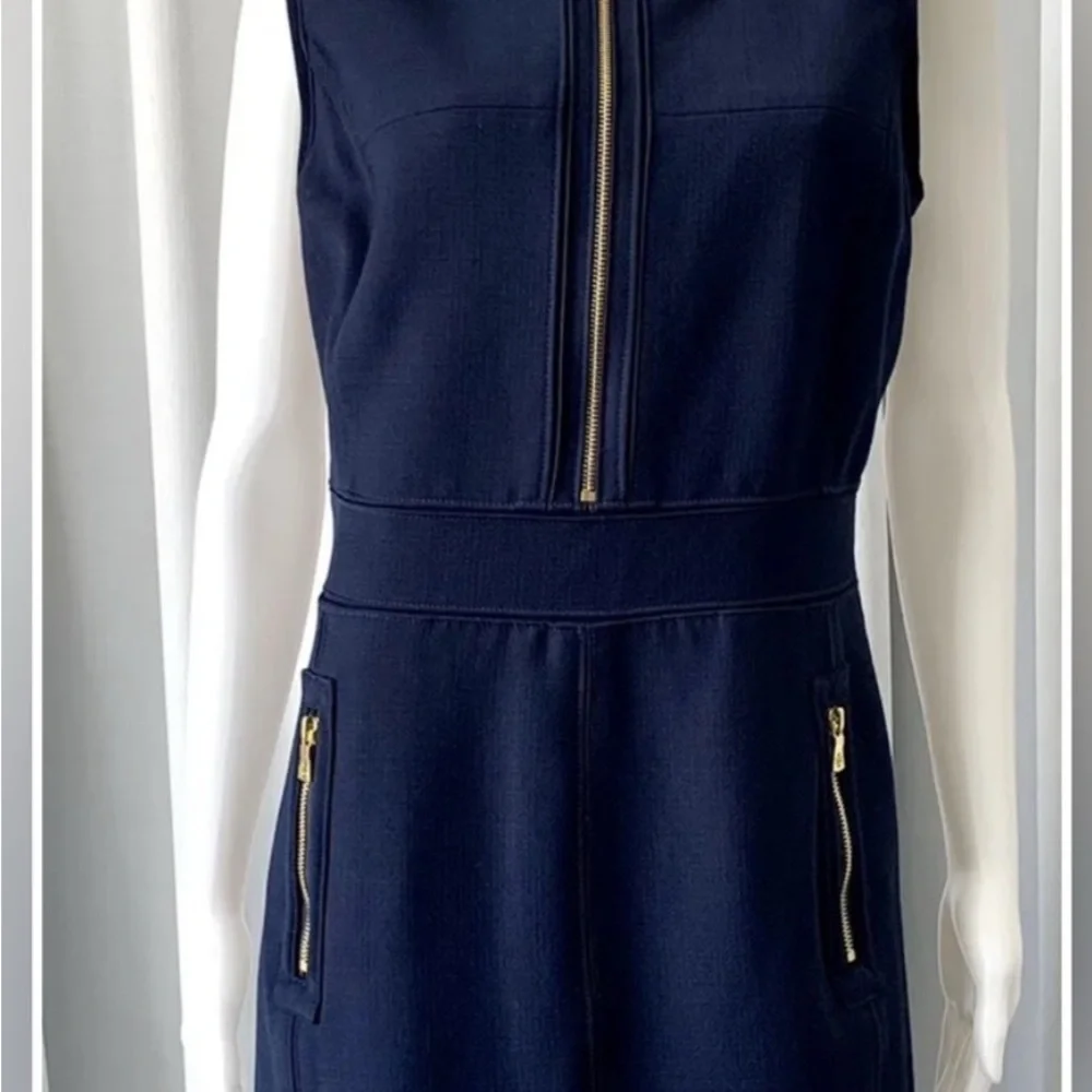 Tory Burch Blue with Gold Hardware with Embossment Dress EUC Size 4 - Picture 5 of 11